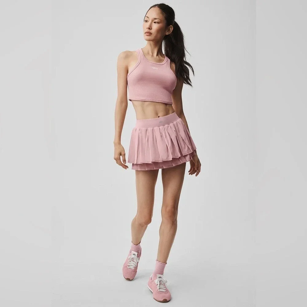 Alo Yoga Double Or Nothing Tennis Skirt Vintage Pink S